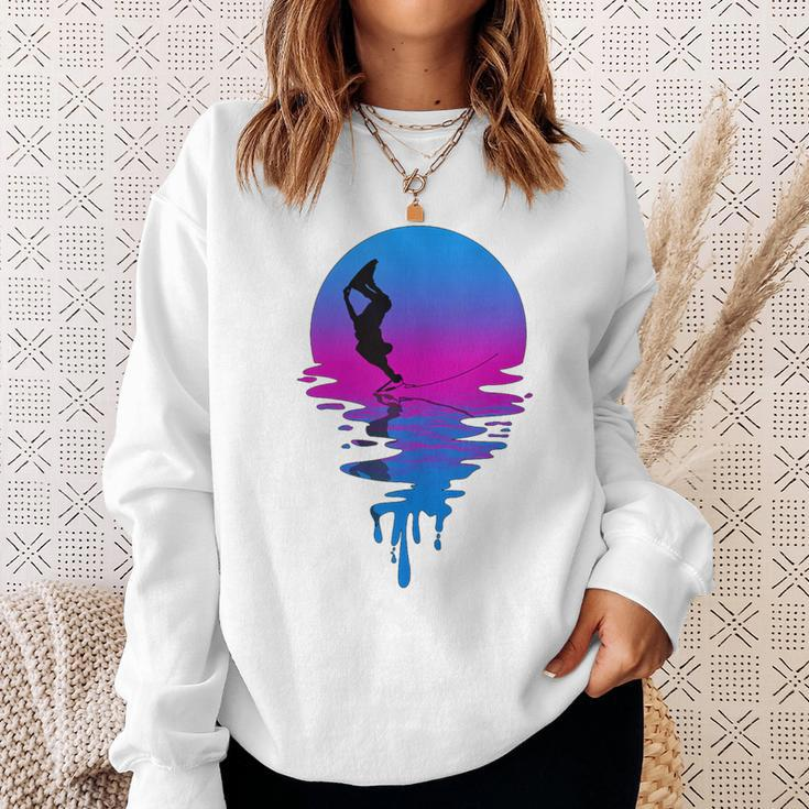 Vintage Retro Sunset Wakeboard Sweatshirt Gifts for Her