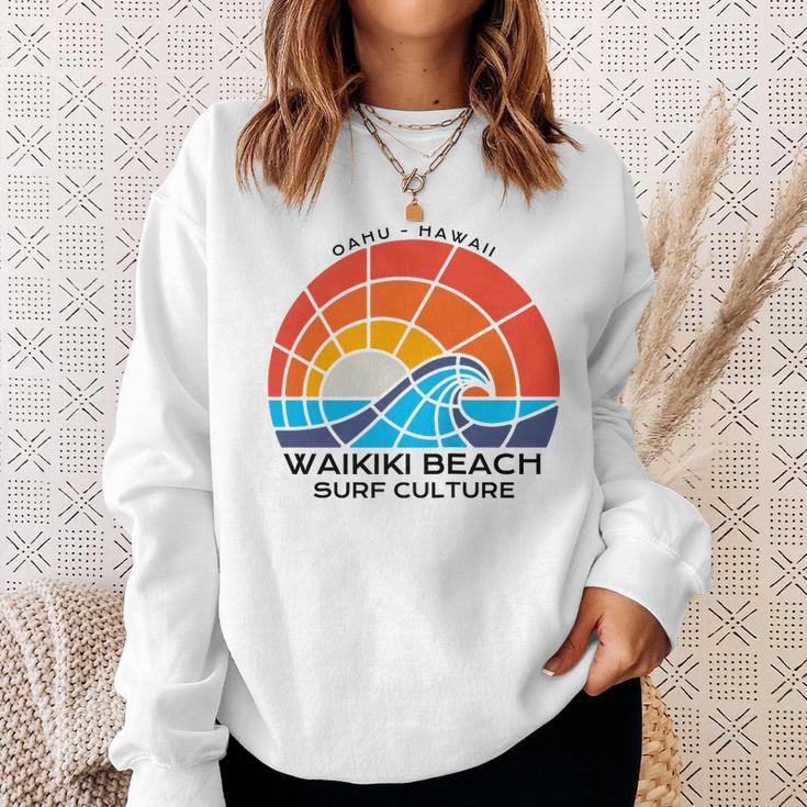 Waikiki Surf Culture Colorful Beach Sweatshirt Gifts for Her