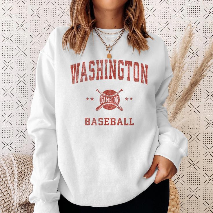 Washington Vintage Baseball Throwback Retro Sweatshirt Gifts for Her