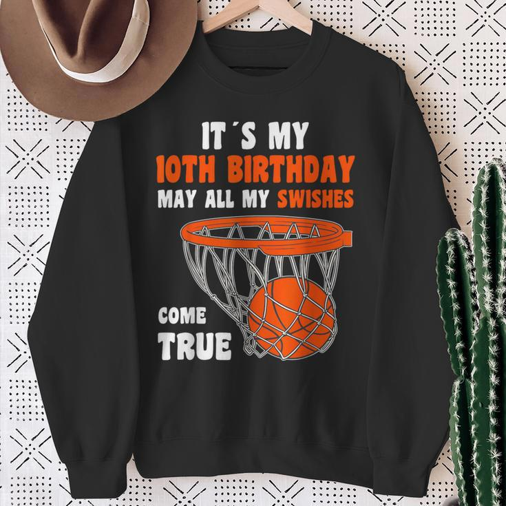 10 Year Old Happy 10Th Birthday Basketball 10Th Birthday Sweatshirt Gifts for Old Women