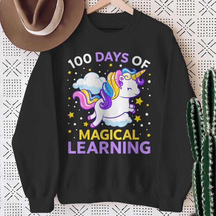 100Th Day Of School Unicorn Girls 100 Days Of Kindergarten Sweatshirt Gifts for Old Women