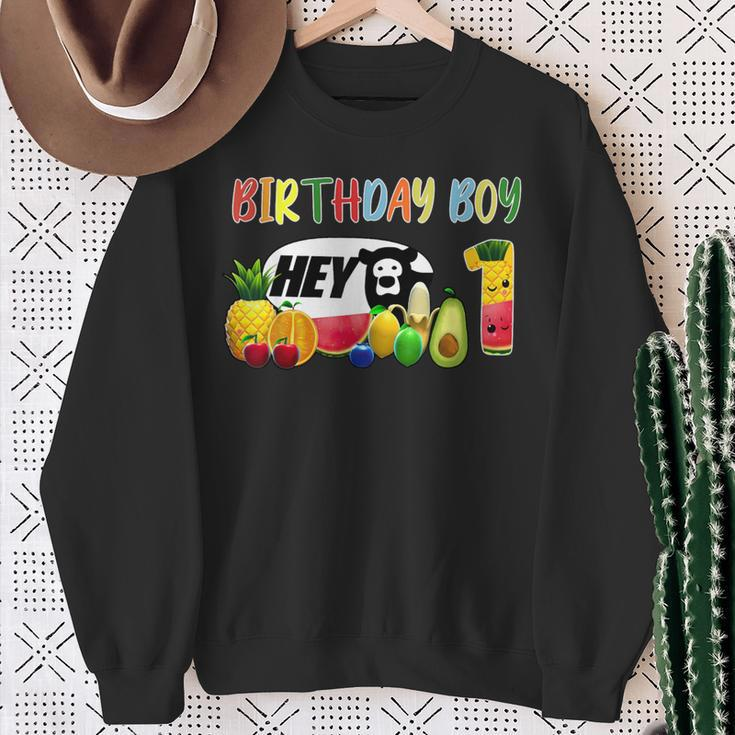 1St Birthday Boy 1 Year Old Fruit Birthday Hey Bear Sweatshirt Gifts for Old Women
