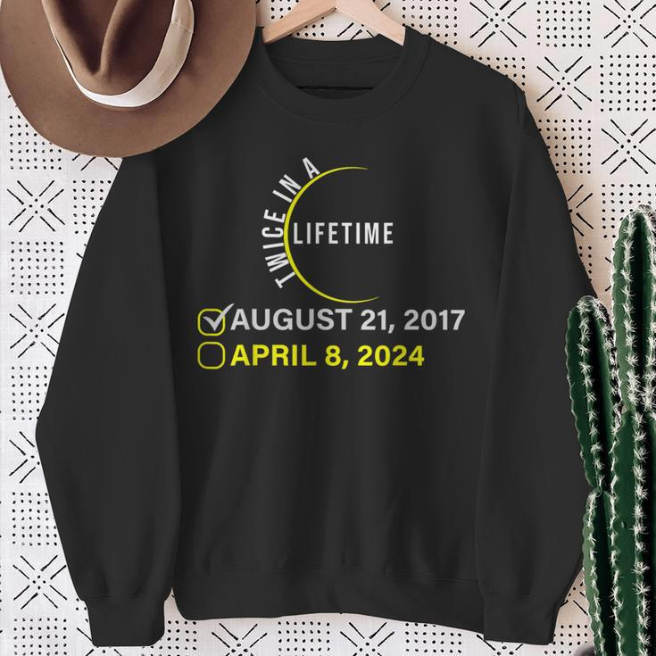 2024 Solar Eclipse American Totality Twice In Lifetime 2024 Sweatshirt Gifts for Old Women