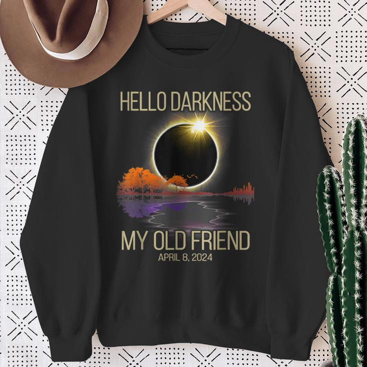 2024 Solar Eclipse April 08 2024 Hello Darkness My Old Sweatshirt Gifts for Old Women