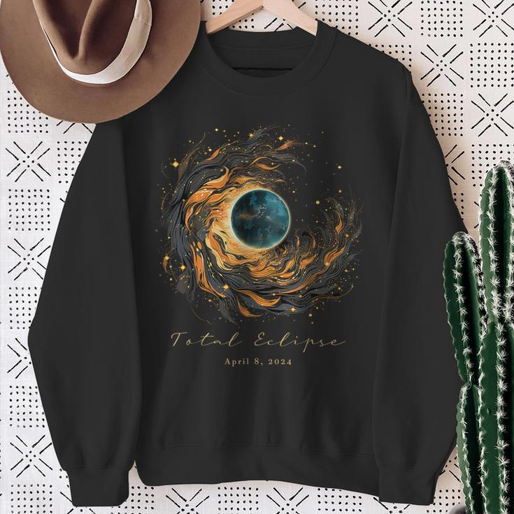 2024 Total Solar Eclipse Chaser Fan Watching April 8 Sweatshirt Gifts for Old Women
