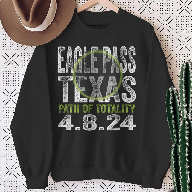 2024 Total Solar Eclipse Eagle Pass Texas Path Of Totality Sweatshirt Gifts for Old Women