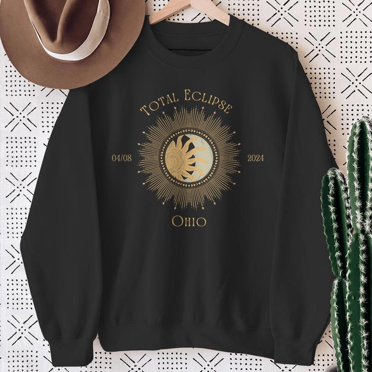 2024 Total Solar Eclipse State Ohio April 8 2024 Sweatshirt Gifts for Old Women