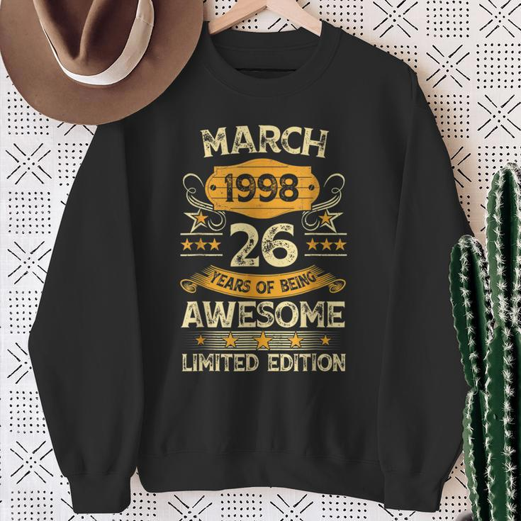 26 Years Old Vintage March 1998 26Th Birthday Mens Sweatshirt Gifts for Old Women