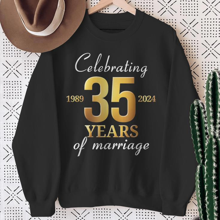 35 Years Of Marriage Est 1989 2024 35Th Wedding Anniversary Sweatshirt Gifts for Old Women