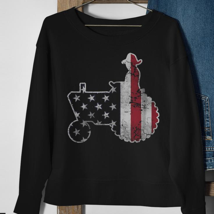 4Th Of July American Flag Tractor Usa Independence Day Sweatshirt Gifts for Old Women