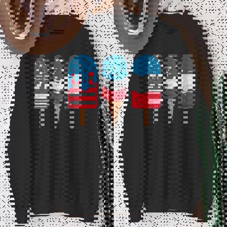 4Th Of July Popsicle Red White Blue American Flag Patriotic Sweatshirt Gifts for Old Women