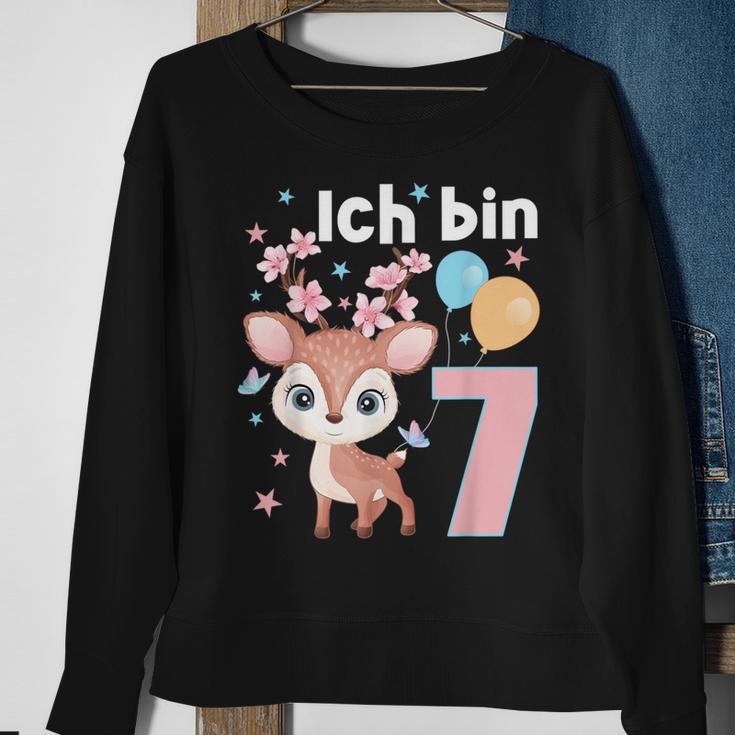 7 Jahre Alt Ich Bin 7 Hirsch Deer 7Th Birthday Black Sweatshirt Geschenke für alte Frauen