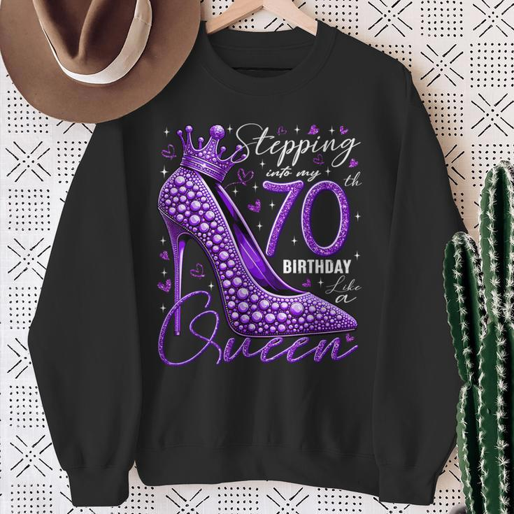 70 Year Old High Heels Stepping Into My 70Th Birthday Sweatshirt Gifts for Old Women