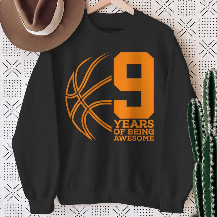 9 Years Of Being Awesome Basketball 9Th Birthday Sweatshirt Gifts for Old Women