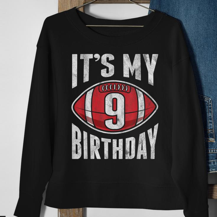 9 Years Old American Football 9Th Birthday Boy Retro Style Sweatshirt Gifts for Old Women