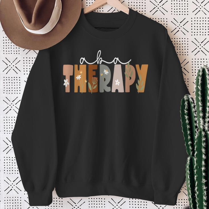 Aba Therapy Squad Matching Therapist Floral Sweatshirt Gifts for Old Women