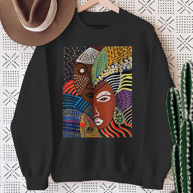 Abstract Brown Skin African American Tribal Mask Black Sweatshirt Gifts for Old Women