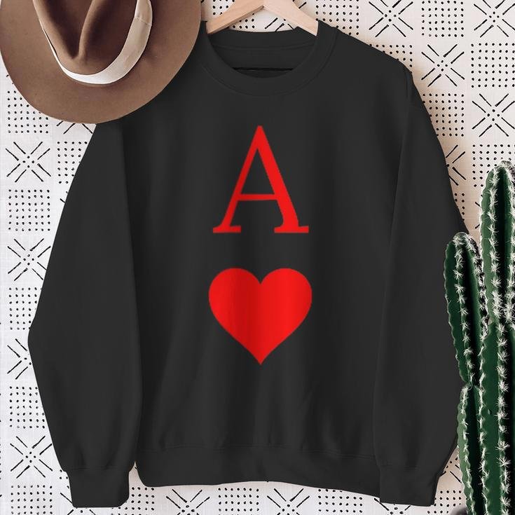 Ace Of Hearts Playing Card Symbol And Letter Sweatshirt Gifts for Old Women
