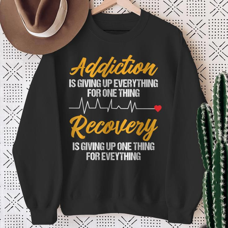 Addiction Recovery Sobriety Anniversary Aa Na Heartbeat Sweatshirt Gifts for Old Women