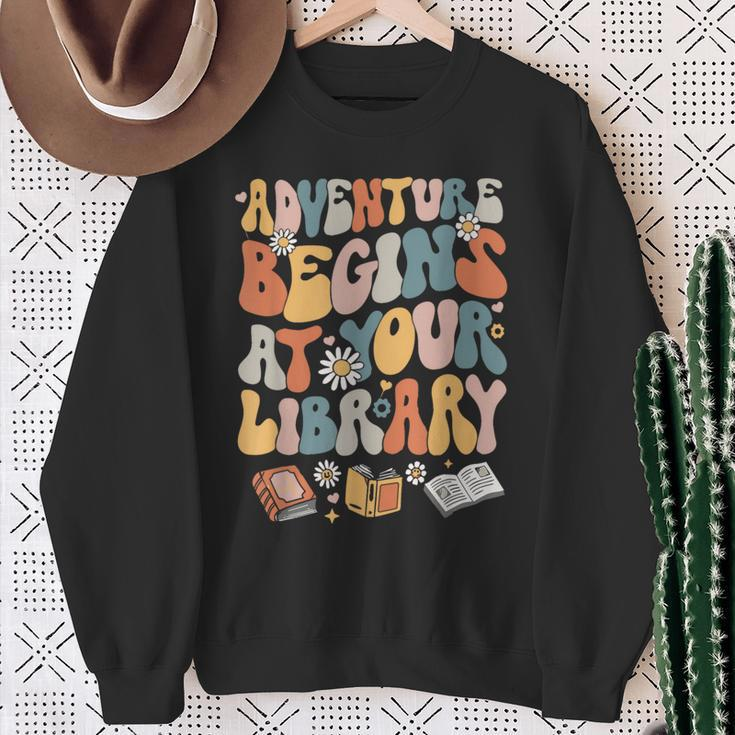 Adventure Begins At Your Library Summer Reading 2024 Flowers Sweatshirt Gifts for Old Women