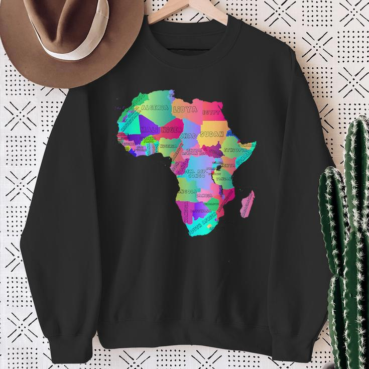 Africa Map With Boundaries And Countries Names Sweatshirt Gifts for Old Women
