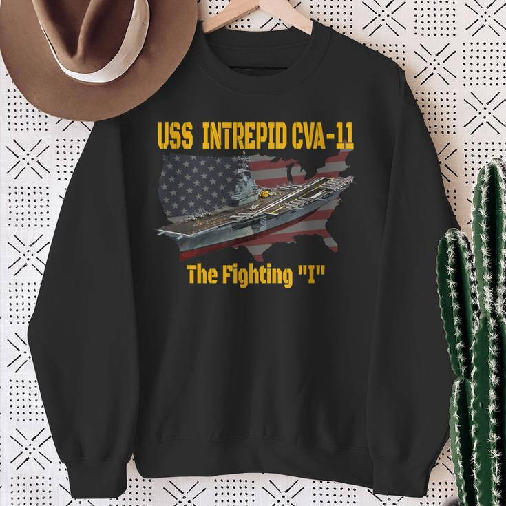 Aircraft Carrier Uss Intrepid Cva-11 Veterans Day Father Day Sweatshirt Gifts for Old Women