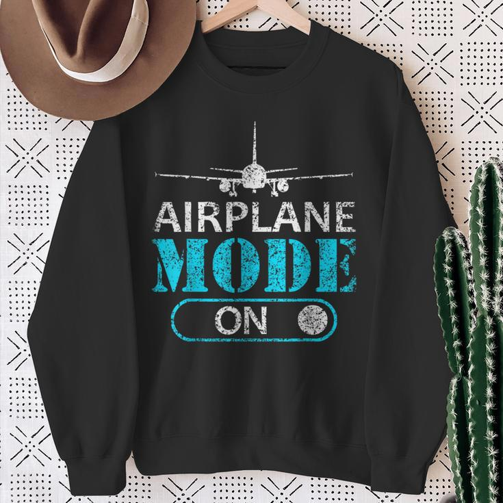 Airplane Mode On Aviator Aviation Pilot Sweatshirt Gifts for Old Women