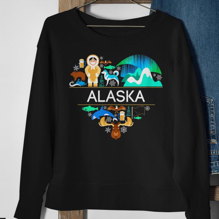 Alaska Icon Heart With Alaska Alaskan Pride Sweatshirt Gifts for Old Women