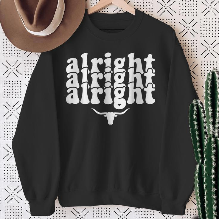 Alright Alright Alright Texas Pride State Usa Longhorn Bull Sweatshirt Gifts for Old Women