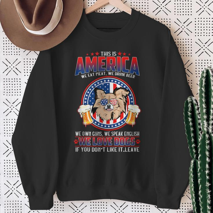 America We Love Dogs Chihuahua Dog And Beer 4Th Of July Sweatshirt Gifts for Old Women