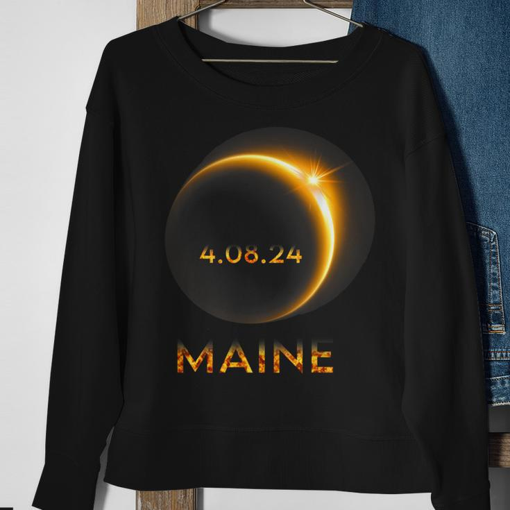 America Total Solar Eclipse 2024 Maine 04 08 24 Usa Sweatshirt Gifts for Old Women