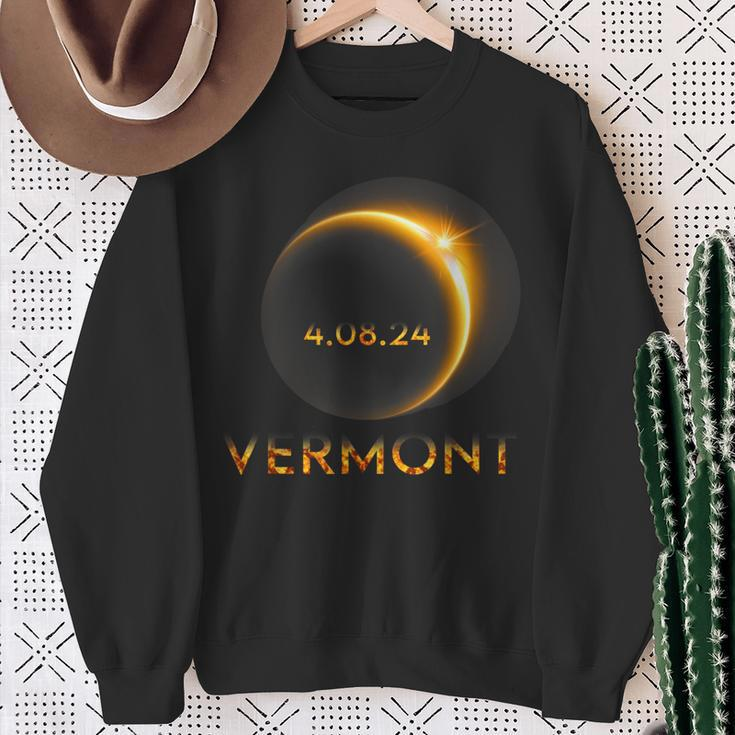 America Total Solar Eclipse 2024 Vermont 04 08 24 Usa Sweatshirt Gifts for Old Women