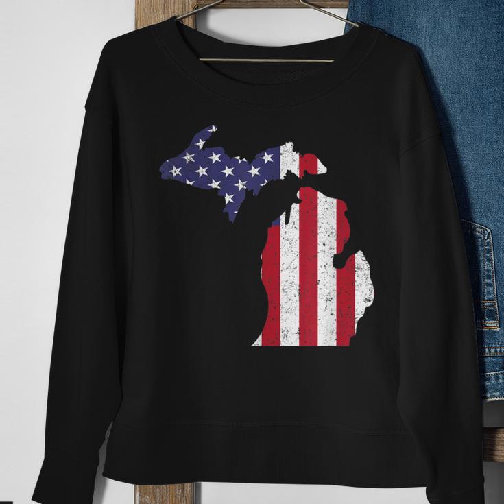 American Flag Fourth Of July 4Th Michigan Usa Sweatshirt Gifts for Old Women