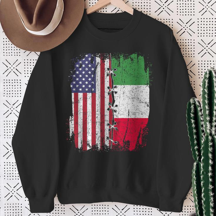 American Flag With Italian Flag Italy Sweatshirt Gifts for Old Women