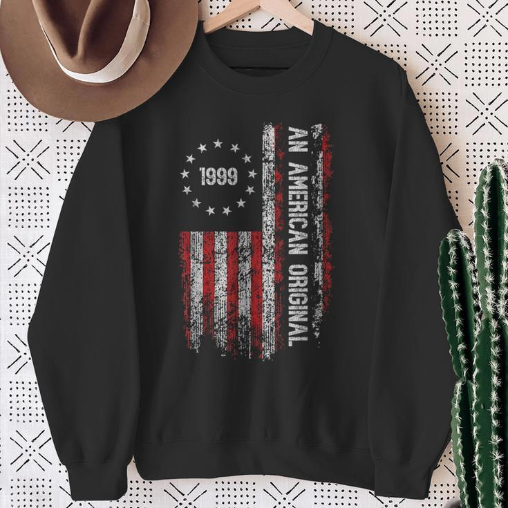 An American Original 1999 Birthday Vintage American Flag Sweatshirt Gifts for Old Women