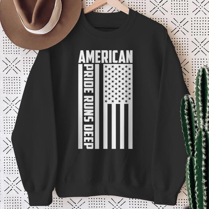 American Pride Runs Deep I Usa Flag Sweatshirt Gifts for Old Women