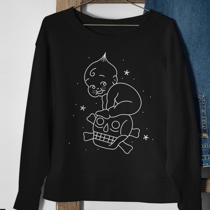 American Traditional Kewpie Doll And Skull Outline Tattoo Sweatshirt Gifts for Old Women