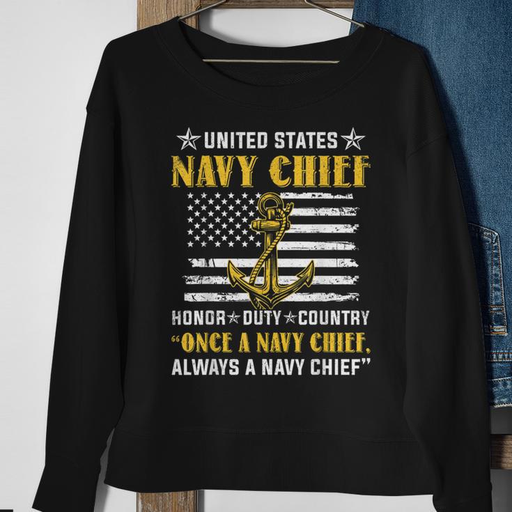 American Veteran Once A Navy Chief Always A Navy Chief Sweatshirt Gifts for Old Women