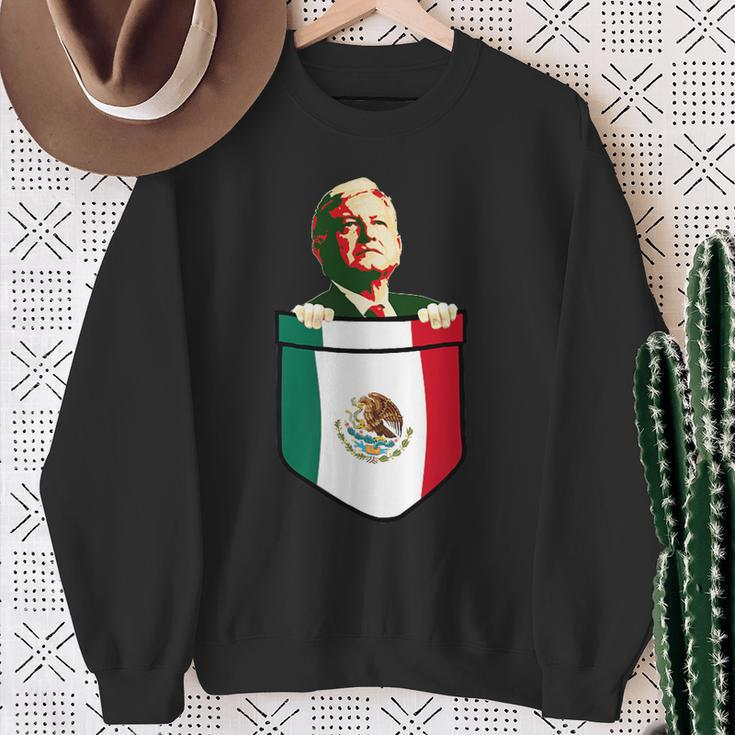 Amlo President Of Mexico In My Pocket Sweatshirt Gifts for Old Women