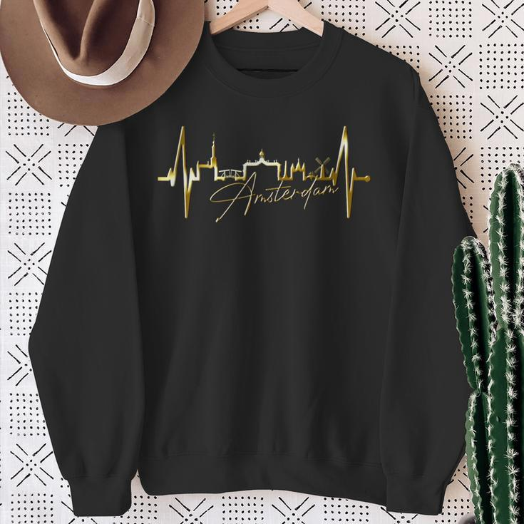 Amsterdam Skyline Netherlands Heartbeat Fan I Love Holland Sweatshirt Geschenke für alte Frauen