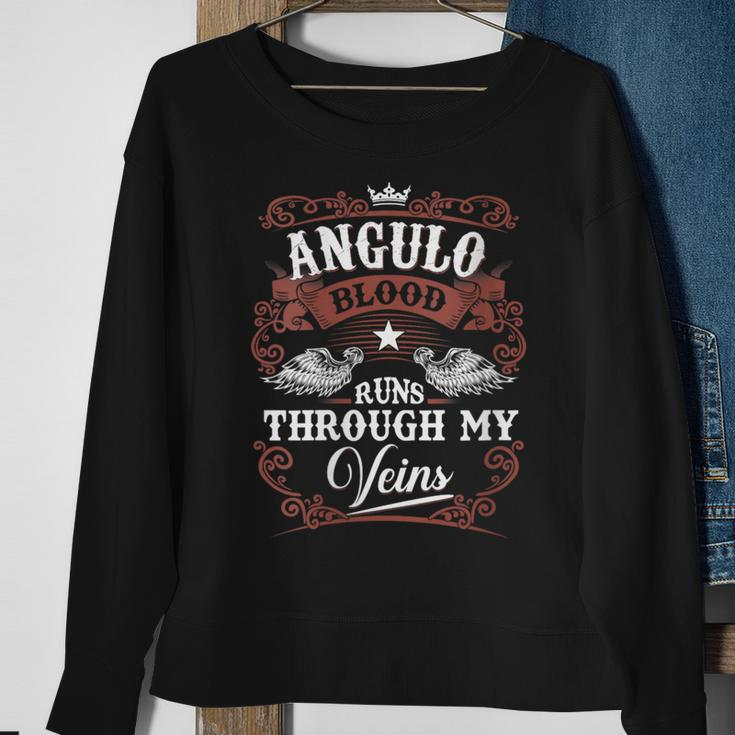 Angulo Blood Runs Through My Veins Vintage Family Name Sweatshirt Gifts for Old Women