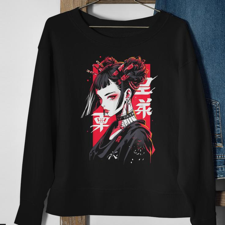Anime Manga Cyberpunk Aesthetic Techwear Harajuku Punk Black Sweatshirt Geschenke für alte Frauen