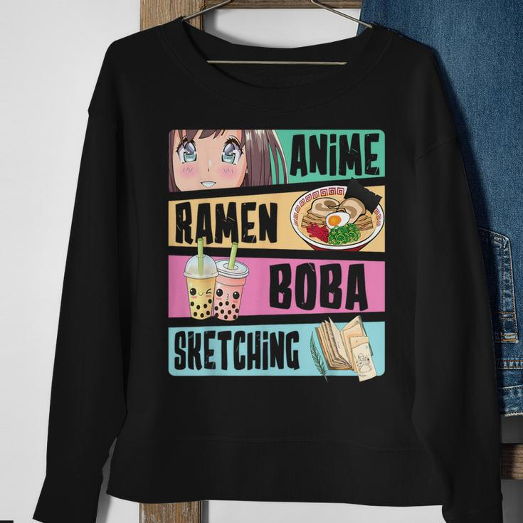 Anime Ramen Boba Sketching Kawaii Anime Lover Merch Sweatshirt Gifts for Old Women