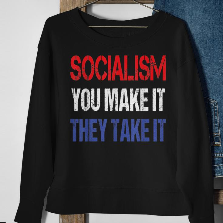 Anti-Socialism Saying Red White Blue Capitalist Sweatshirt Gifts for Old Women