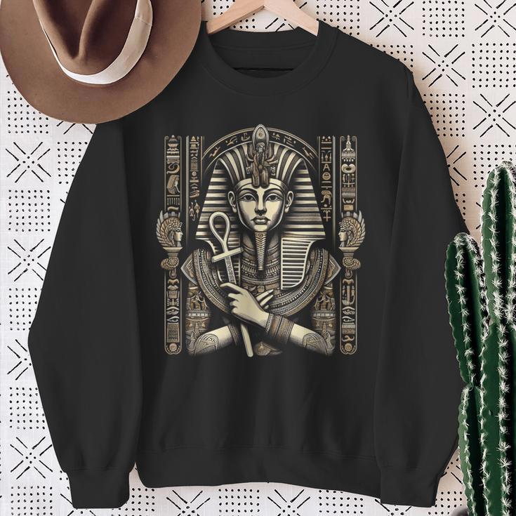 Antiker Ägyptischer Pharao Mit Ankh Und Kopfschmuck Sweatshirt Geschenke für alte Frauen