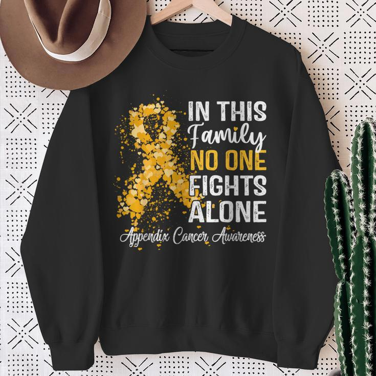 Appendix Cancer In This Family No One Fights Ac Alone Sweatshirt Gifts for Old Women