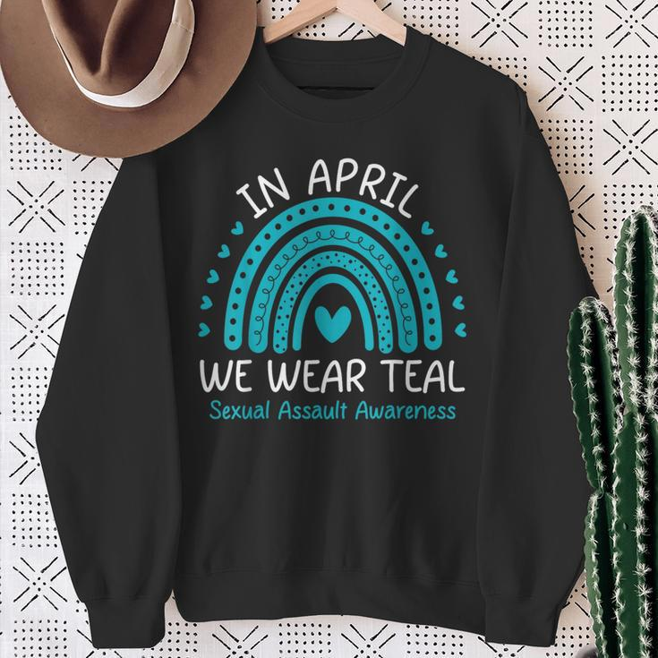 In April We Wear Teal Sexual Assault Awareness Month Sweatshirt Gifts for Old Women