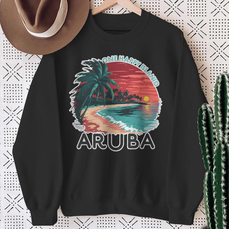 Aruba's One Happy Island Beautiful Sunset Beach Sweatshirt Gifts for Old Women