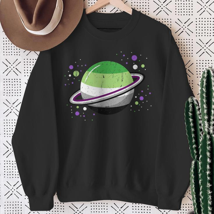 Asexual Aromantic Space Planet Vintage Sweatshirt Gifts for Old Women