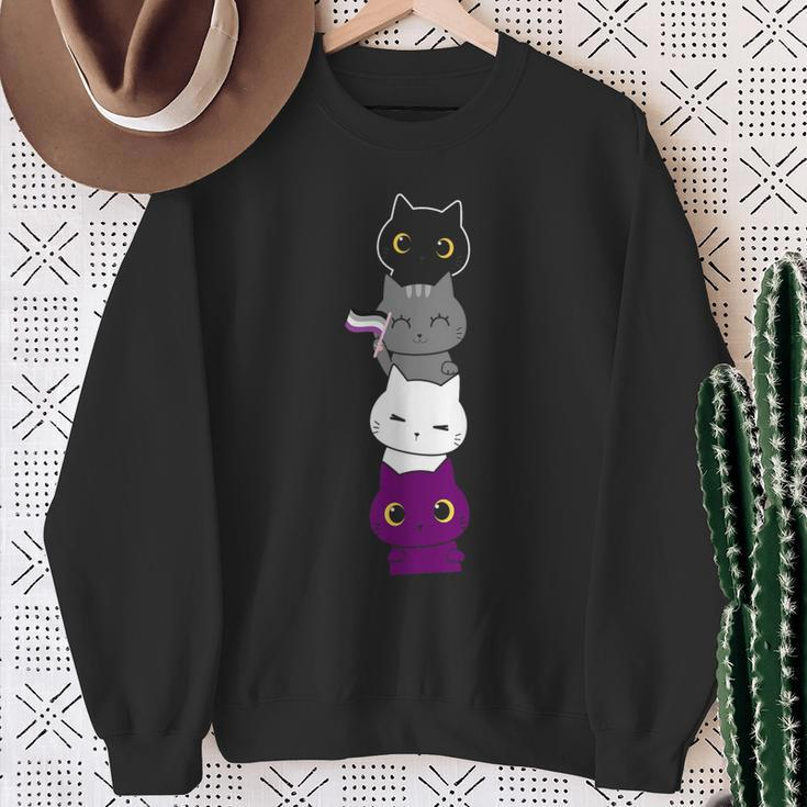 Asexuality Flag Animal Cat Ace Pride Demisexual Asexual Sweatshirt Gifts for Old Women